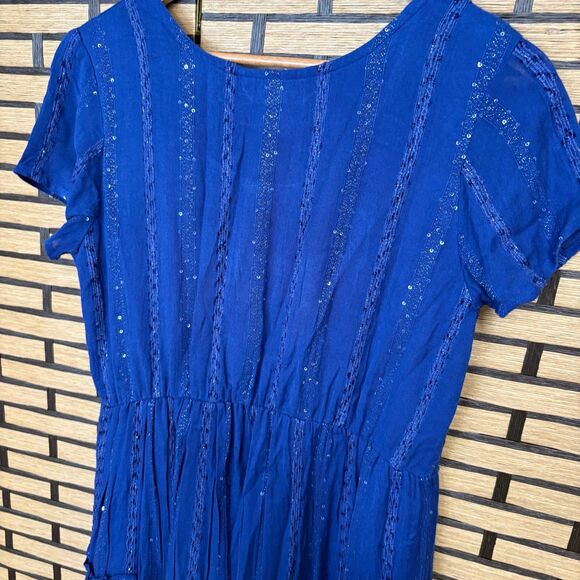 Soft Surroundings Blue Kara Shimmer Dress Size Medium Petite - Picture 6 of 9